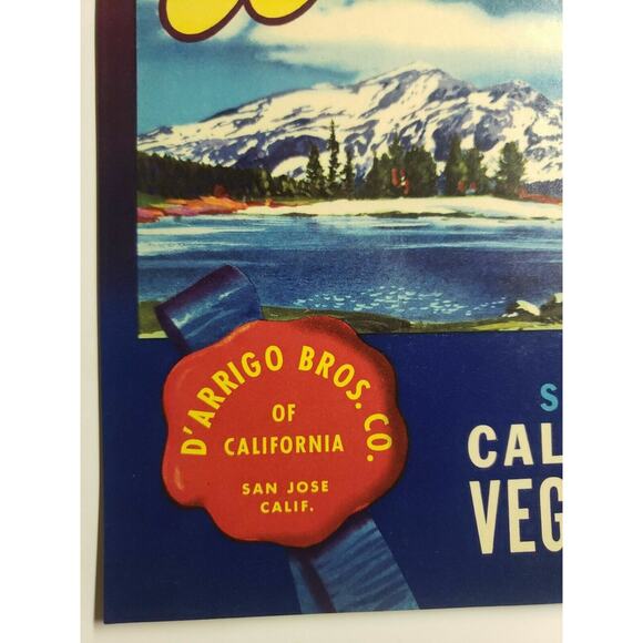 Vintage 1940's Sky Wonder DArrigo Bros Vegetable Crate Label (B-2) - Picture 2 of 2